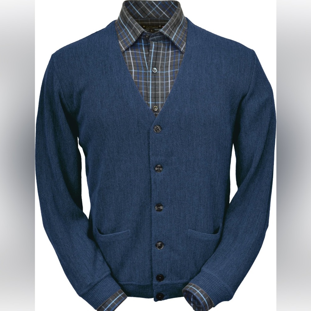 Peru Unlimited Alpaca Wool Relaxed Fit Button Front Cardigan Denim Heather XL